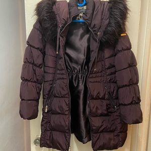 Faux-Fur trimmed hooded puffer coat